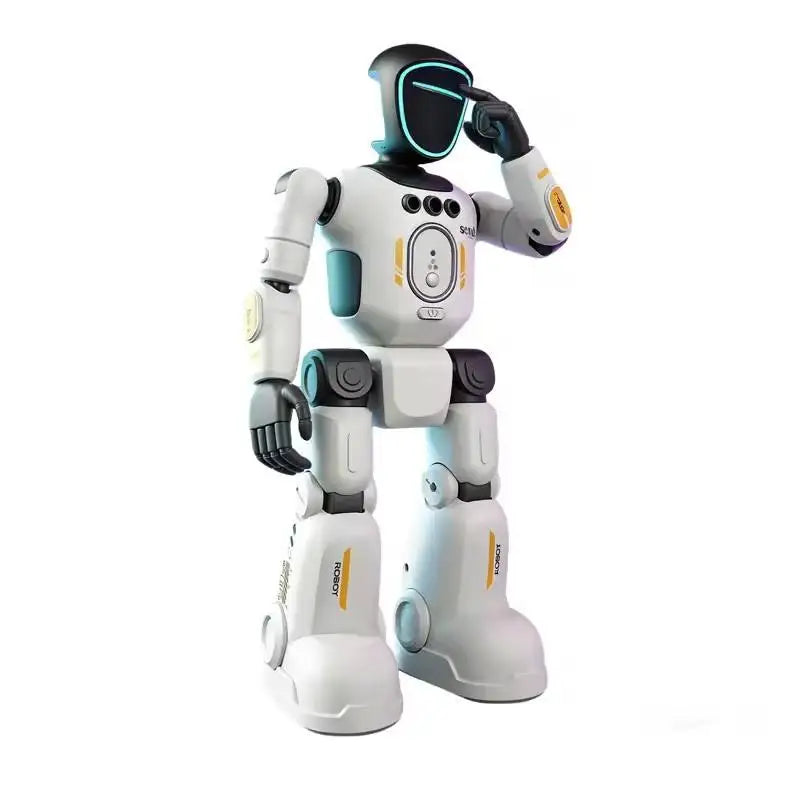 Robot intelligente con registrazione audio, luce ambientale facciale e luce respiratoria sul petto – Regalo hi-tech per bambini