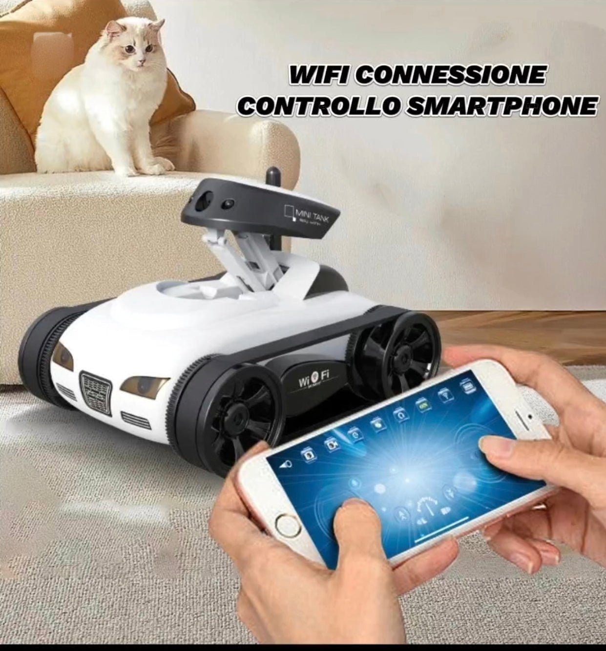 Carro Armato Telecomandato con Telecamera WiFi HD - Giocattolo RC Q101Carro Armato Telecomandato con Telecamera WiFi HD - Giocattolo RC Q101
