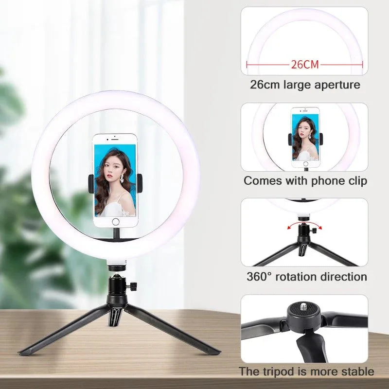 Anello Luminoso LED 10" con Treppiede - Luce per Trucco e Live TikTok