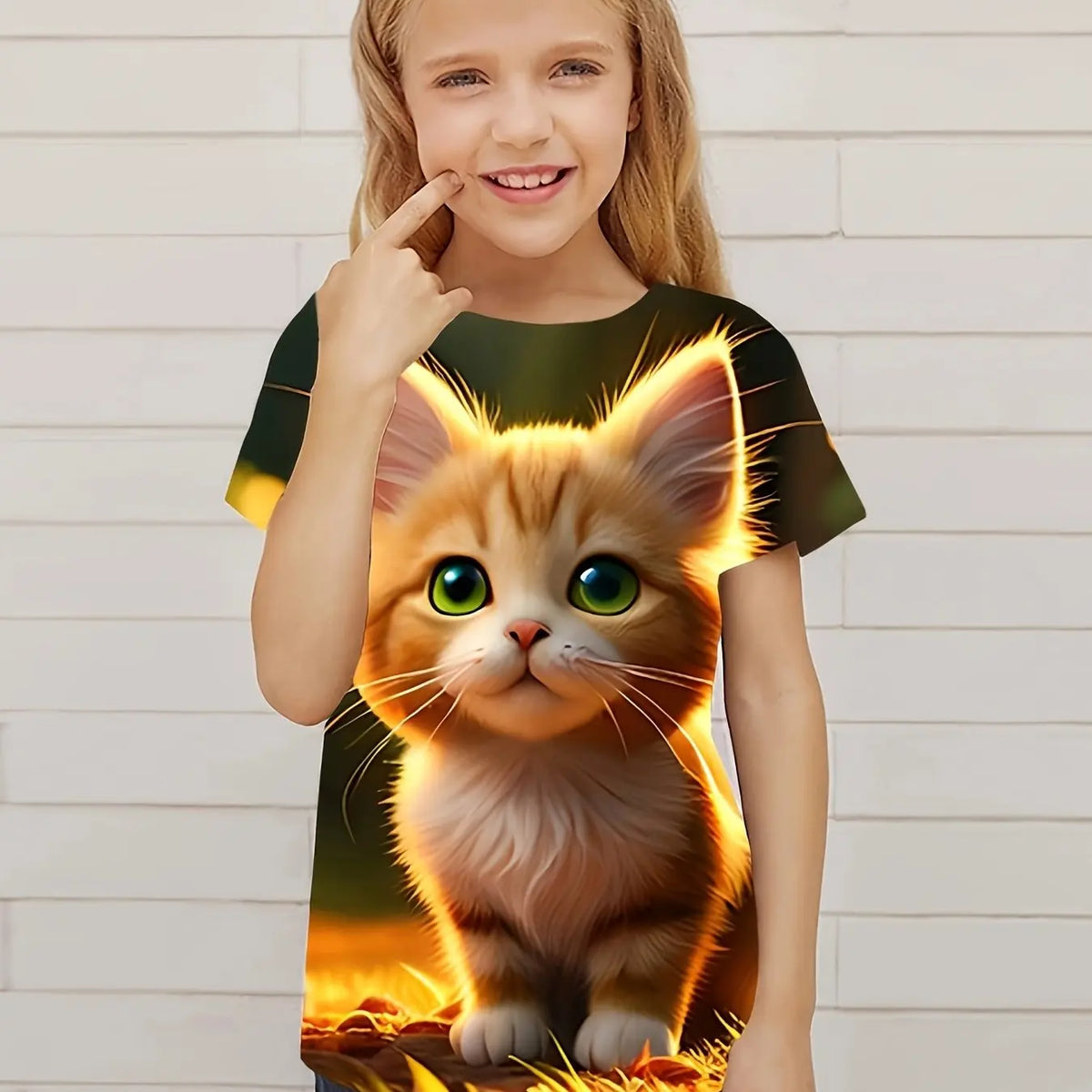 T-Shirt Bambini Gatto 3D – Stampa Simpatica Unisex