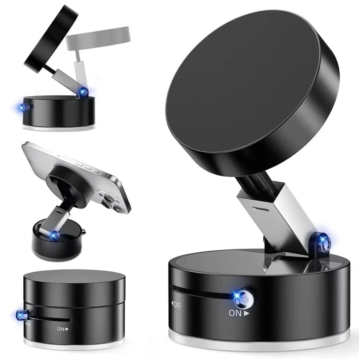Supporto Magnetico per Smartphone in Auto – Ventosa a Vuoto, Rotazione 360°