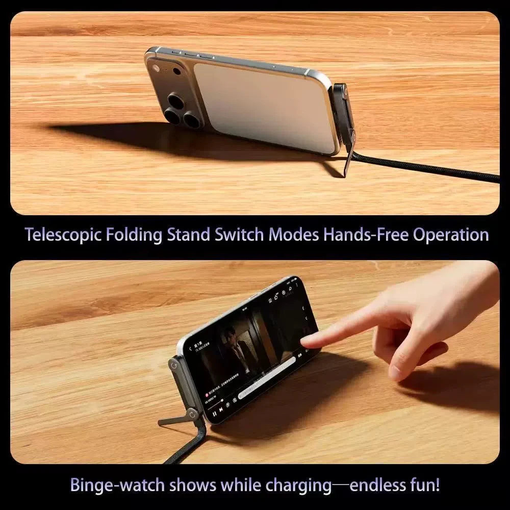 Cavo USB-C 2 in 1 con Supporto Pieghevole per Smartphone – Ricarica Rapida e Trasferimento Dati