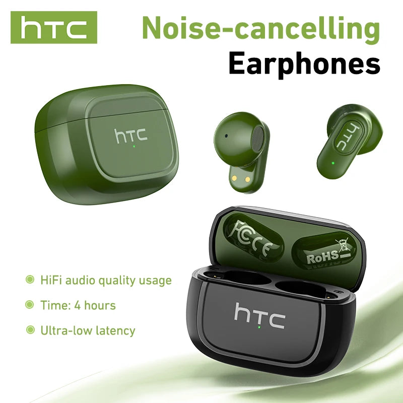 Cuffie Wireless HTC TWS con Noise Cancelling e Bluetooth 5.3