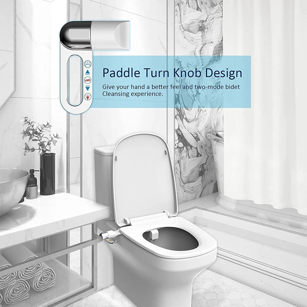 Bidet Sottile con Doppio Ugello e Regolazione della Pressione – Pulizia Automatica Senza Elettricità