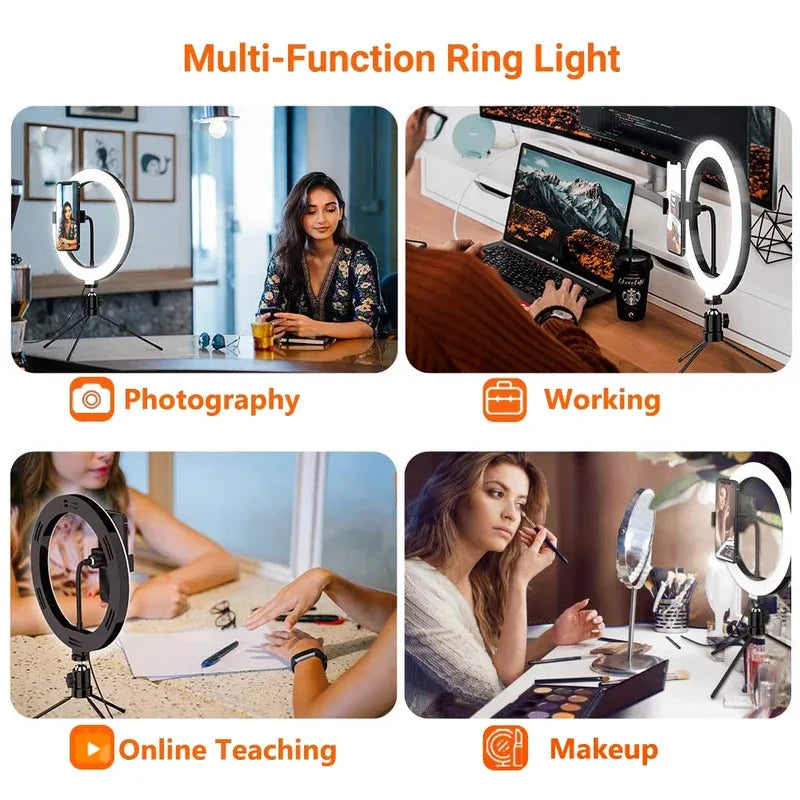 Anello Luminoso LED 10" con Treppiede - Luce per Trucco e Live TikTok