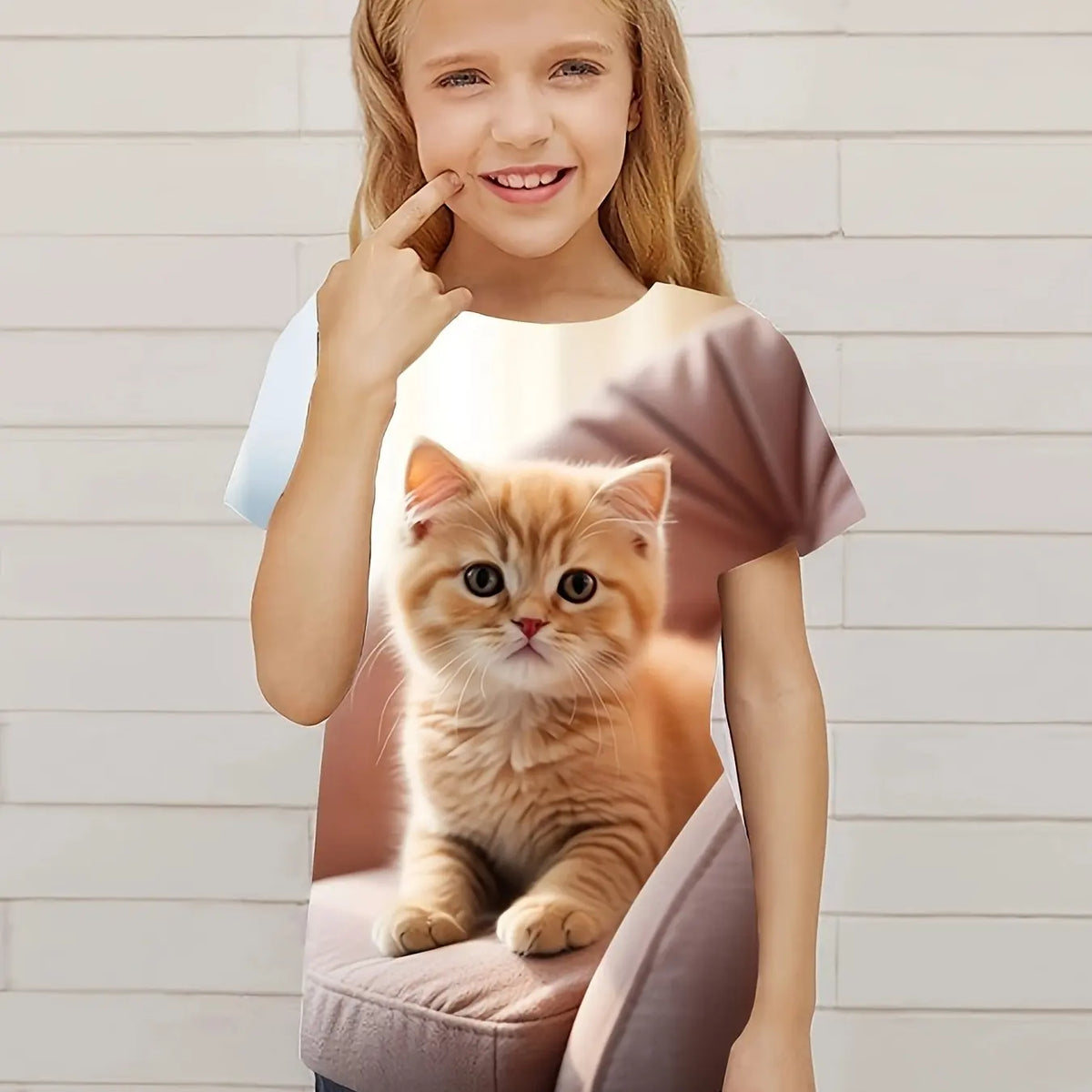 T-Shirt Bambini Gatto 3D – Stampa Simpatica Unisex