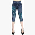 Leggings Donna Effetto Denim con Stampa, Vita Alta, Elasticizzati – Jogging e Moda