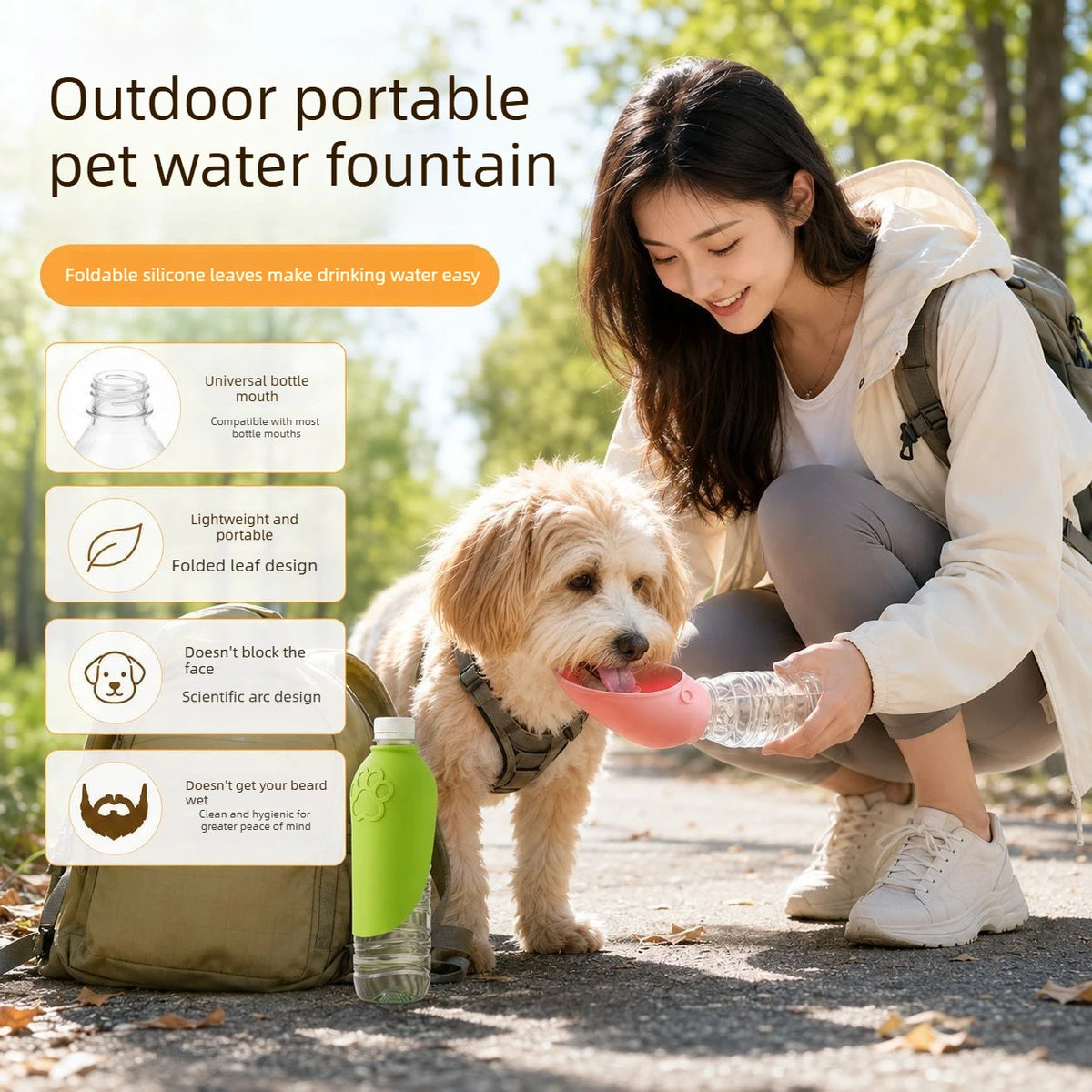 Ciotola Portatile per Cani e Gatti – Silicone Pieghevole a Foglia per Viaggi all'Aperto