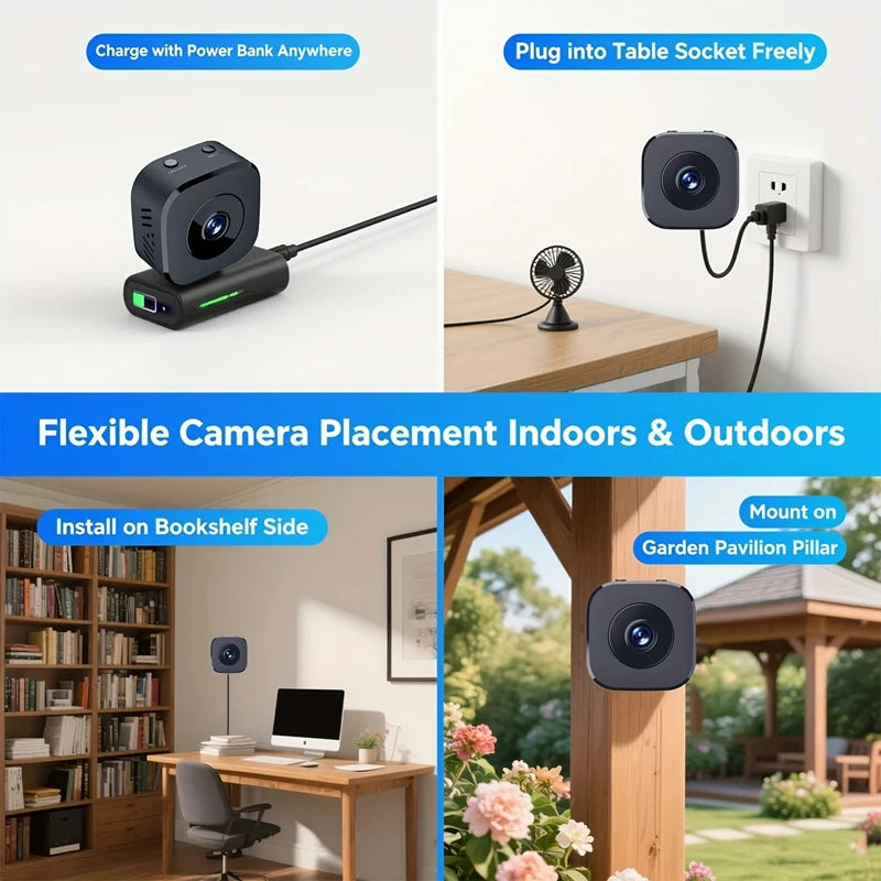 Lenovo Telecamera di Sorveglianza 4K Full HD WiFi Mini Sicurezza Audio Bidirezionale Rilevamento Movimento Visione Notturna