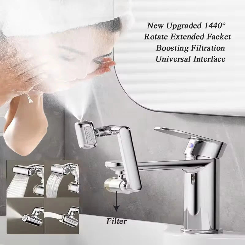 Prolunga Rubinetto Universale 1440° – 4 Modalità Spray, Filtro e Risparmio Acqua per Cucina e Bagno