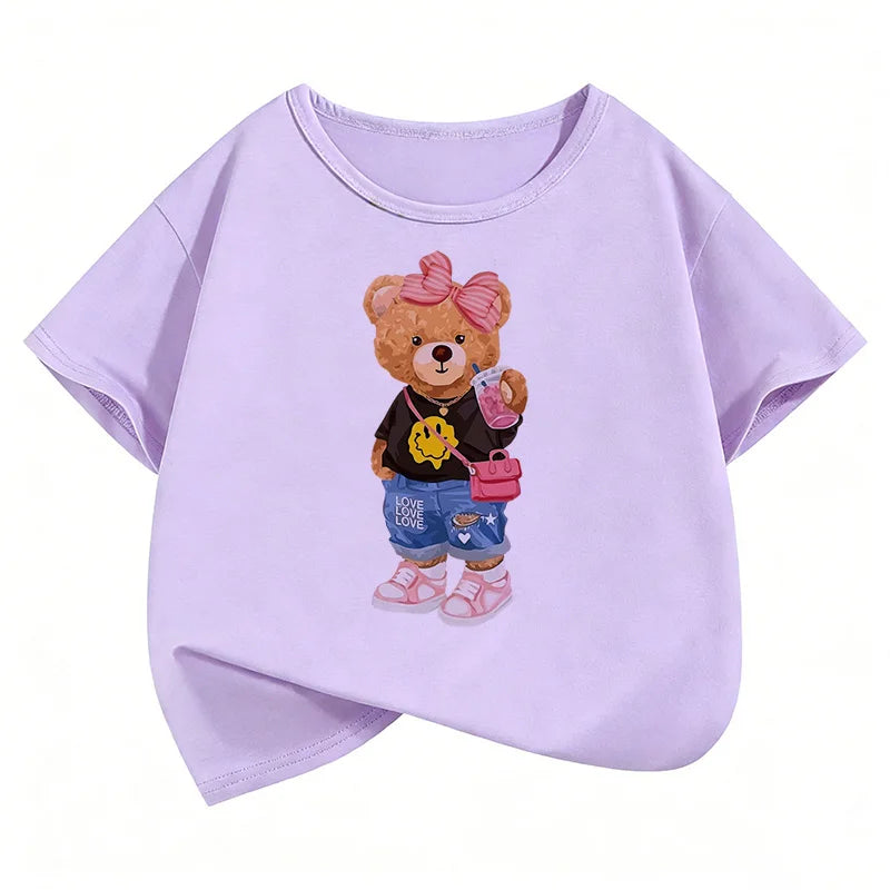 T-Shirt Bambini Orso Hip Hop Y2K – Grafica Divertente