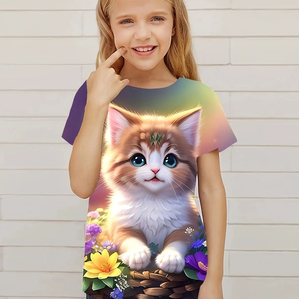 T-Shirt Bambini Gatto 3D – Stampa Simpatica Unisex