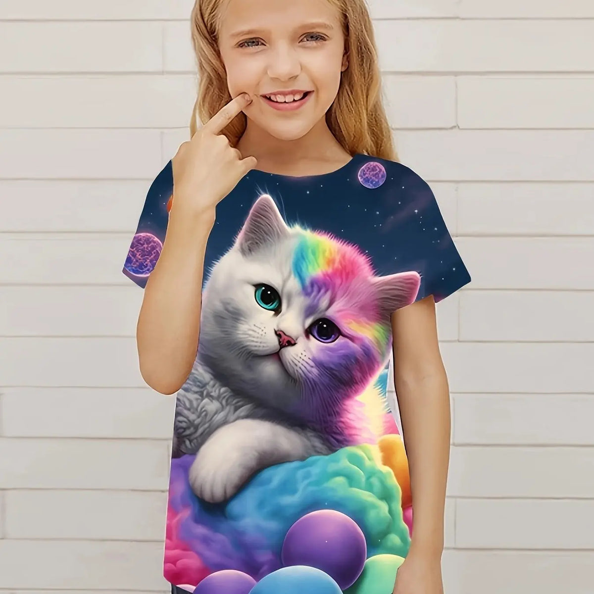 T-Shirt Bambini Gatto 3D – Stampa Simpatica Unisex