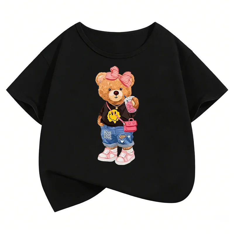 T-Shirt Bambini Orso Hip Hop Y2K – Grafica Divertente