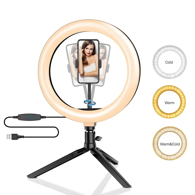 Anello Luminoso LED 10" con Treppiede - Luce per Trucco e Live TikTok