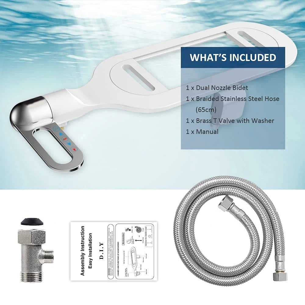 Bidet Sottile con Doppio Ugello e Regolazione della Pressione – Pulizia Automatica Senza Elettricità