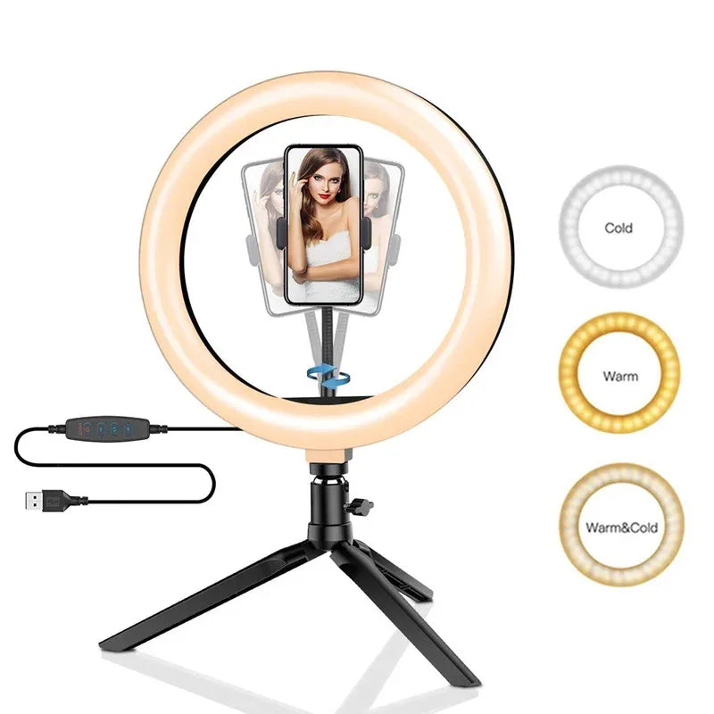 Anello Luminoso LED 10" con Treppiede - Luce per Trucco e Live TikTok