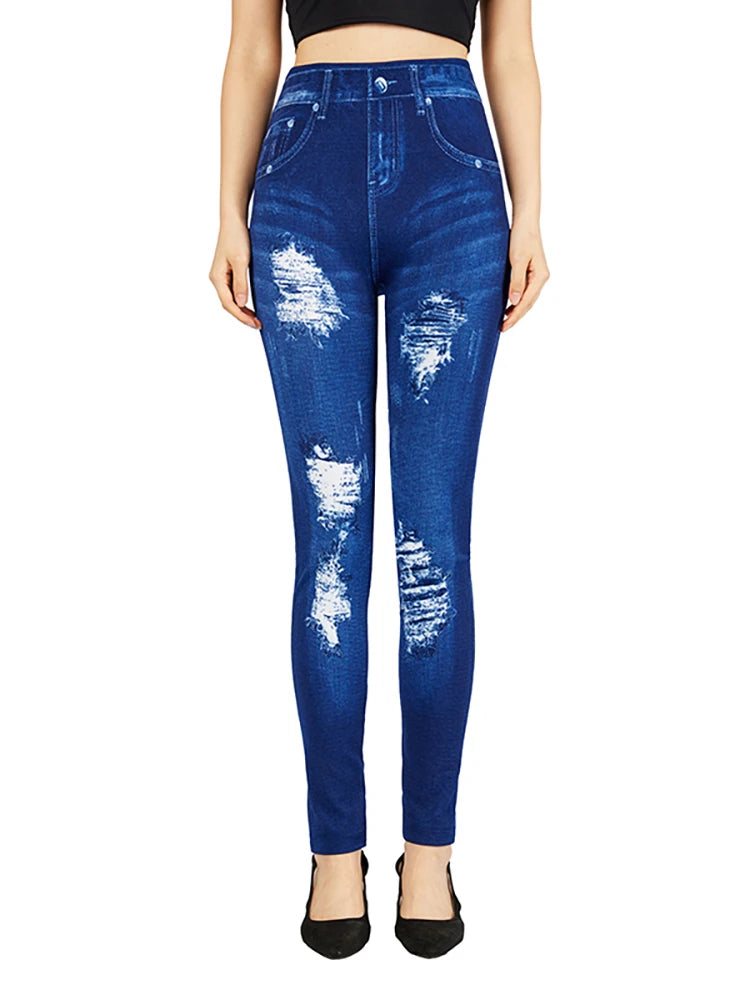 Damen-Leggings in Jeans-Optik – Slim Fit Hoher Bund