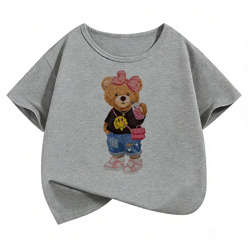 T-Shirt Bambini Orso Hip Hop Y2K – Grafica Divertente