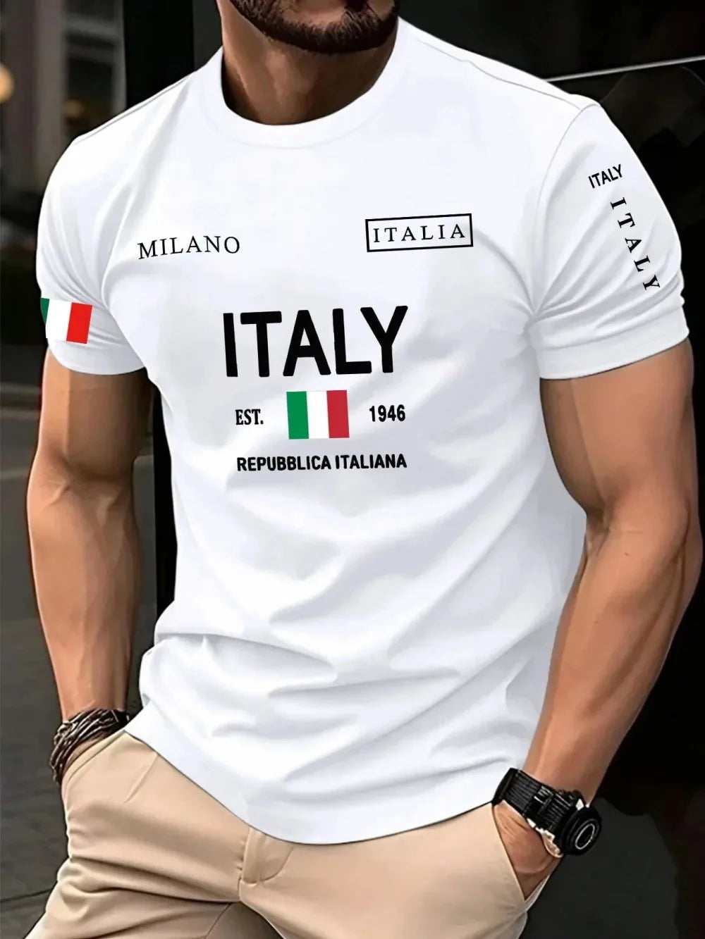 Herren-T-Shirt mit Buchstabenprint – Urban Casual Style