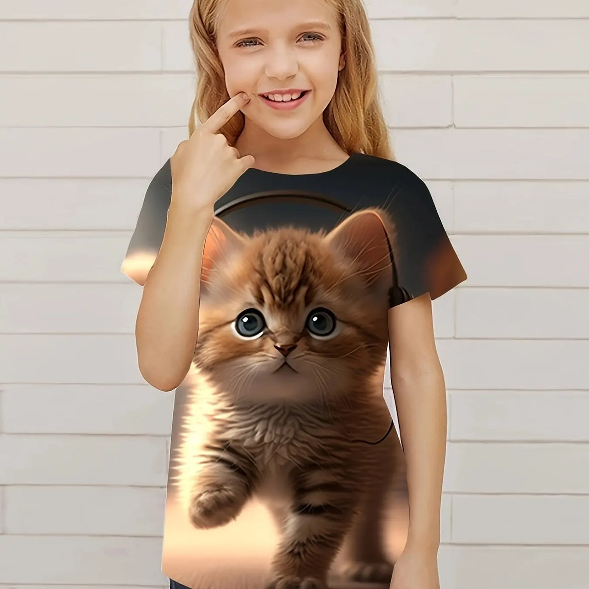 T-Shirt Bambini Gatto 3D – Stampa Simpatica Unisex