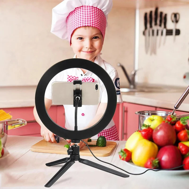 Anello Luminoso LED 10" con Treppiede - Luce per Trucco e Live TikTok
