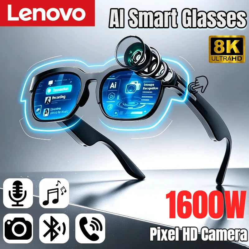 Occhiali Intelligenti Lenovo 2026 con Traduzione AI Bluetooth Registrazione Conversazioni Musica Uomo Donna