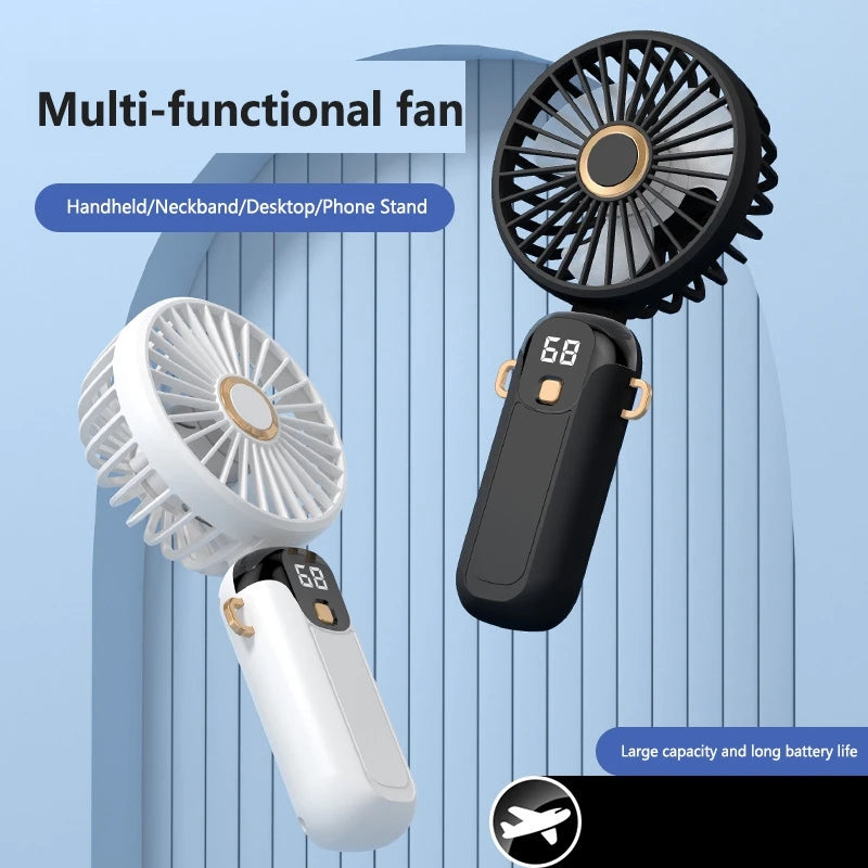 Lenovo Mini Ventilatore USB Portatile Ricaricabile con Display Digitale – Raffreddamento per Casa, Ufficio e Viaggi