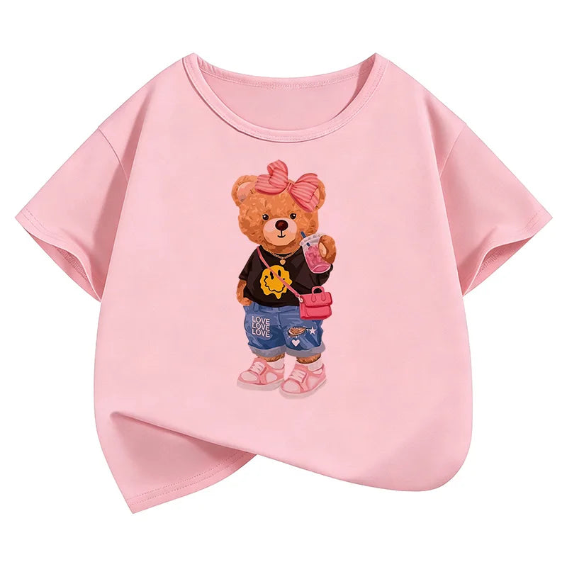 T-Shirt Bambini Orso Hip Hop Y2K – Grafica Divertente