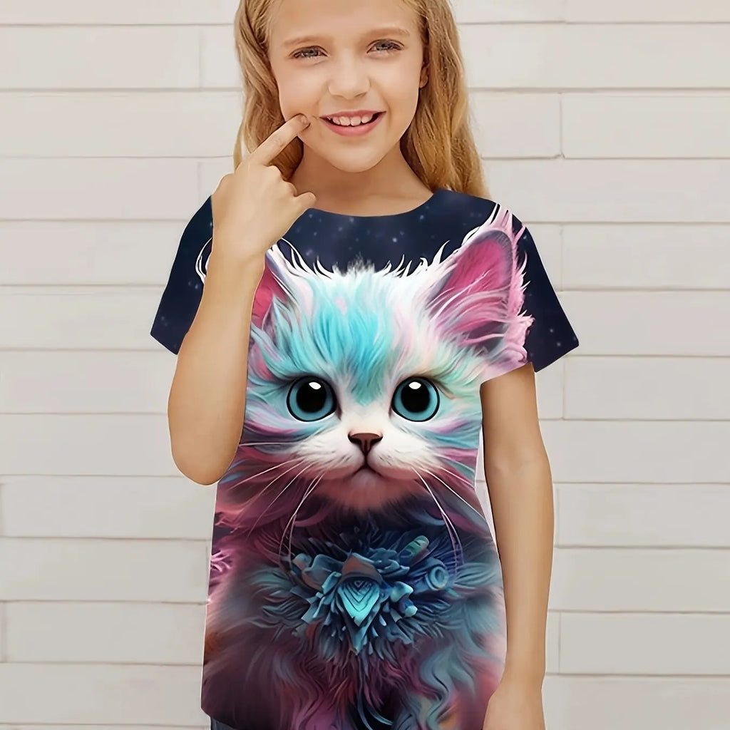 T-Shirt Bambini Gatto 3D – Stampa Simpatica Unisex