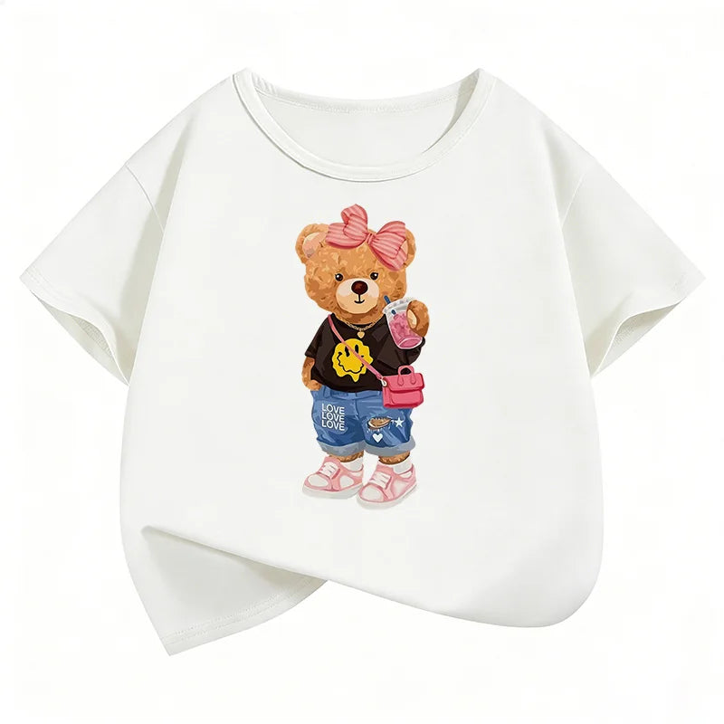 T-Shirt Bambini Orso Hip Hop Y2K – Grafica Divertente