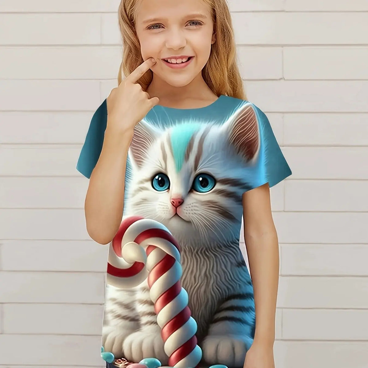 T-Shirt Bambini Gatto 3D – Stampa Simpatica Unisex