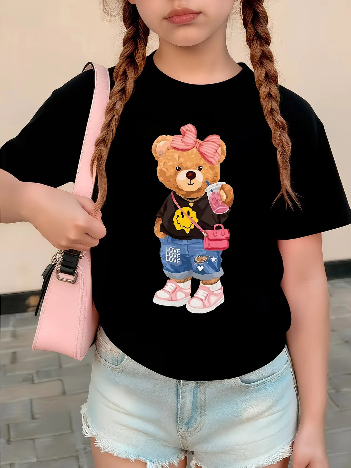 T-Shirt Bambini Orso Hip Hop Y2K – Grafica Divertente