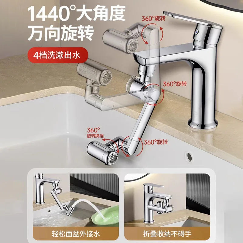 Prolunga Rubinetto Universale 1440° – 4 Modalità Spray, Filtro e Risparmio Acqua per Cucina e Bagno