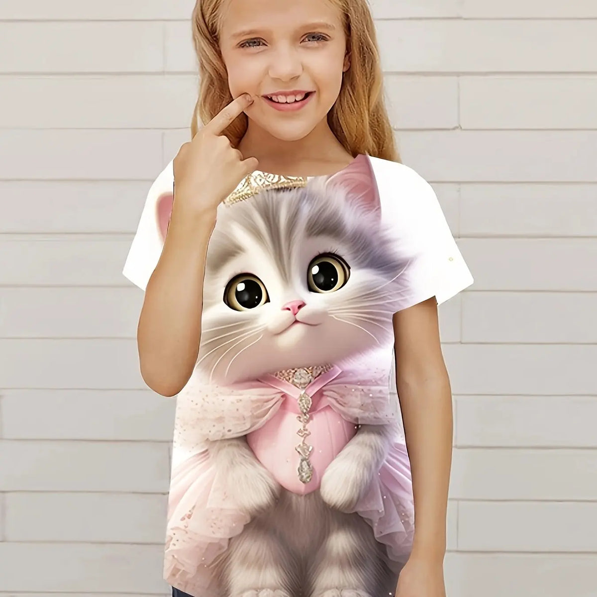 T-Shirt Bambini Gatto 3D – Stampa Simpatica Unisex