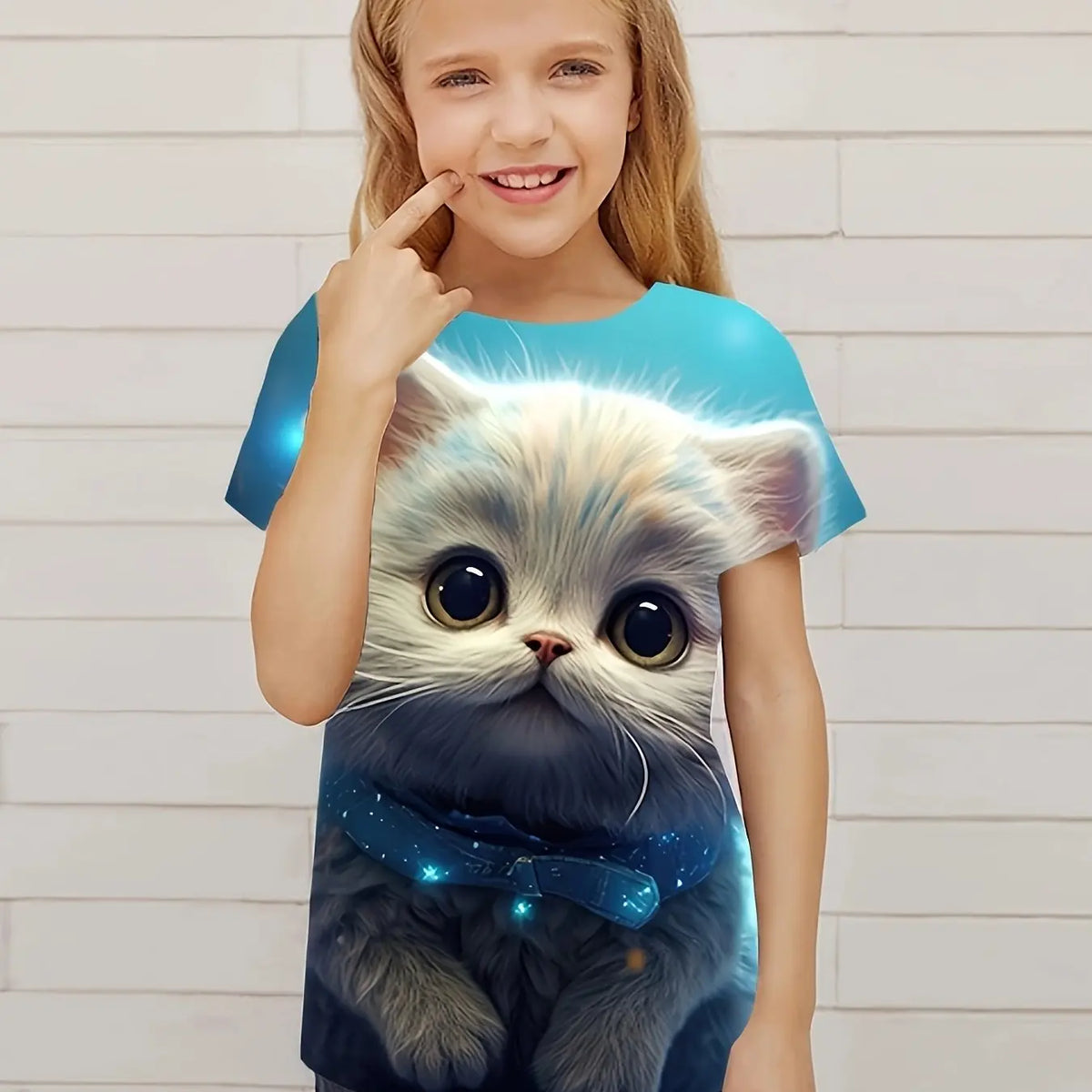 T-Shirt Bambini Gatto 3D – Stampa Simpatica Unisex