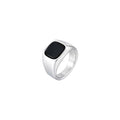 Anello Quadrato con Pietra Nera in Acciaio Inossidabile – Gioielli Retro da Festa