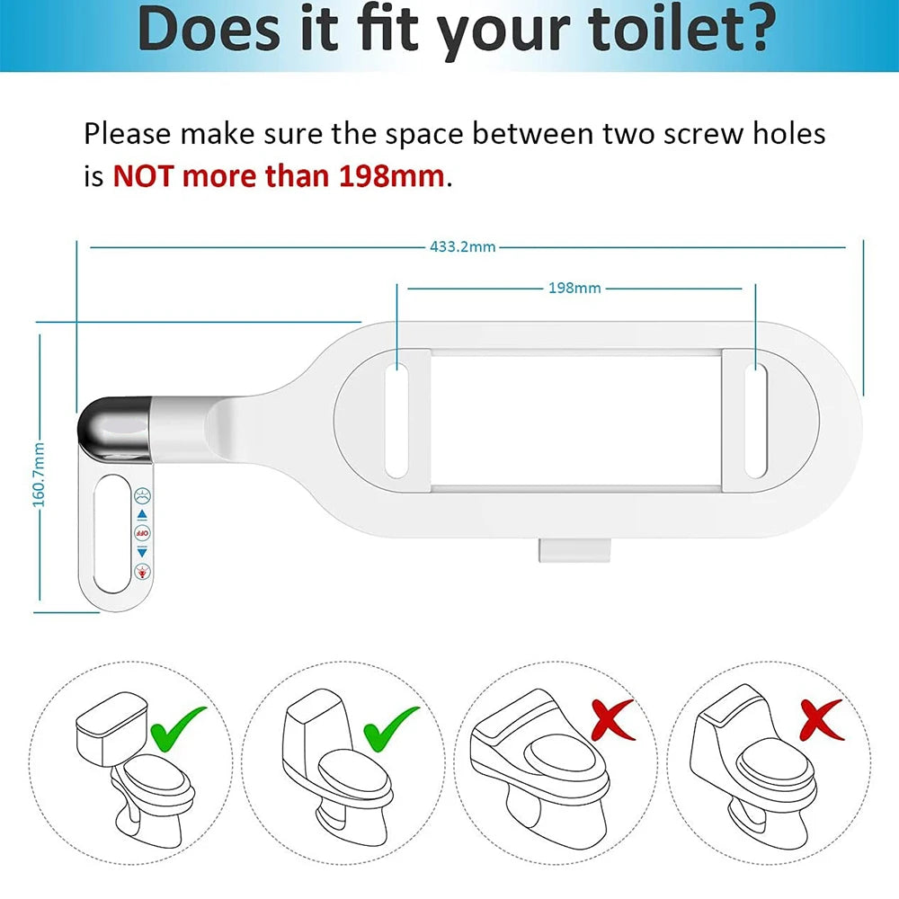 Bidet Sottile con Doppio Ugello e Regolazione della Pressione – Pulizia Automatica Senza Elettricità