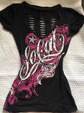 T-Shirt Donna Gothic Viola Vintage – Stile Y2K Punk Slim Fit